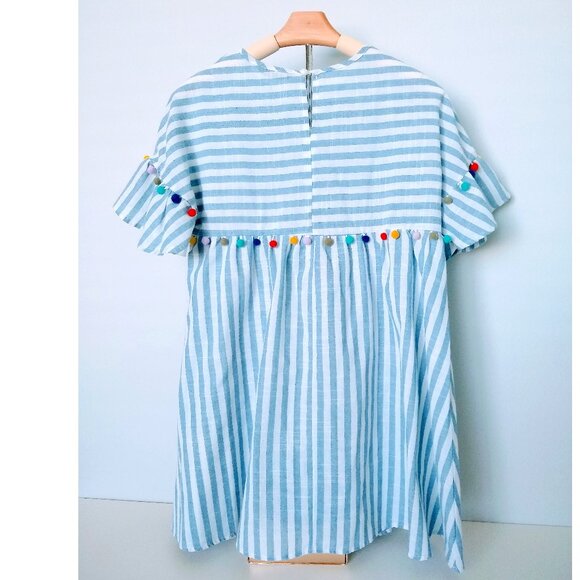 COTTON STRIPED POMPOM DRESS - Picture 5 of 13